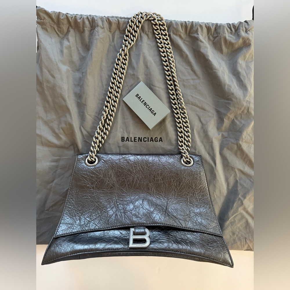 Balenciaga Dark Gray Shoulder Bag WOMEN'S CRUSH CHAIN BAG MEDIUM - Picture 7 of 16